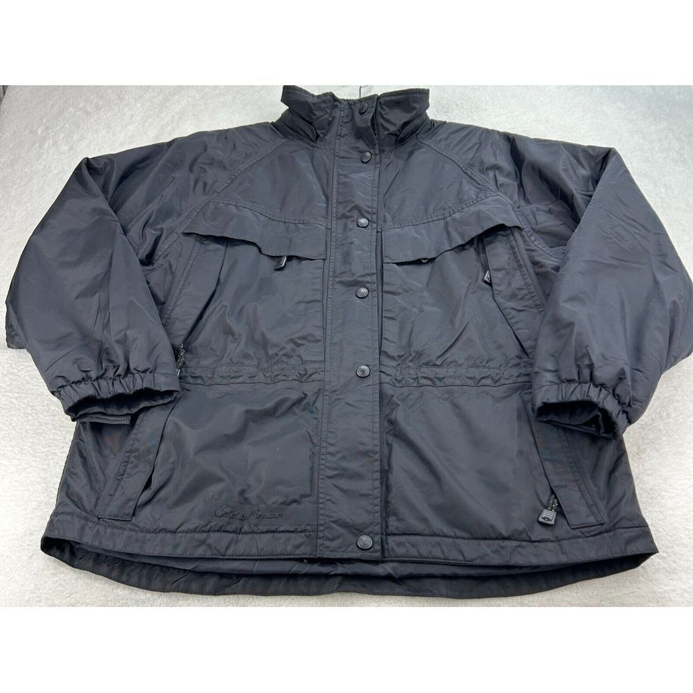 EDDIE BAUER Black Jacket Womens L Thinsulated LiteLoft Waterproof Snowboard Ski‎